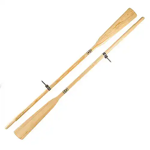 Holzruder John Paddle Set:1 Paar Bootsriemen + 2 Ruderdollen