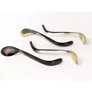 Hornlöffel Mahafaly 4 Horn Gewürzlöffel/Senflöffel geschwungen