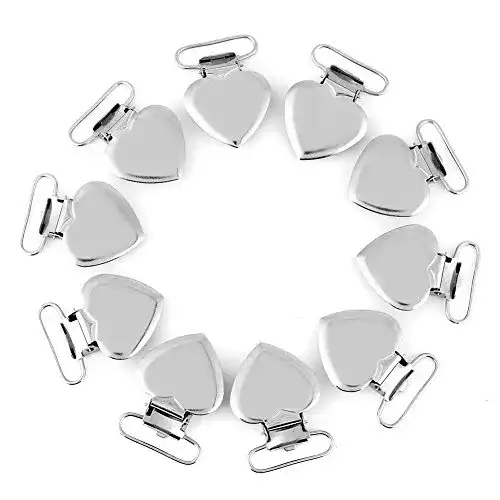 Hosenträger-Clips Garsent Schnullerklemmen, 10 Stück Silber