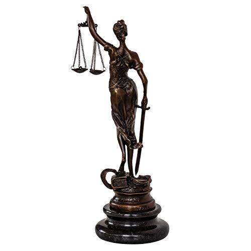 Justitia-Statue aubaho Bronzeskulptur Justitia Justizia Bronzefigur