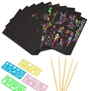 Kratzbilder DAIRF für Kinder, 50 Stück Regenbogen Magie Kratz