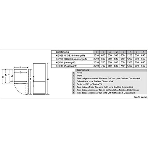 Kühlschrank mit Gefrierfach Bosch Hausgeräte KGE39AICA Serie 6