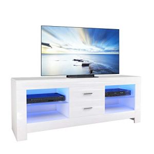 Lowboard Dripex TV Weiß Hochglanz Board mit LED Beleuchtung