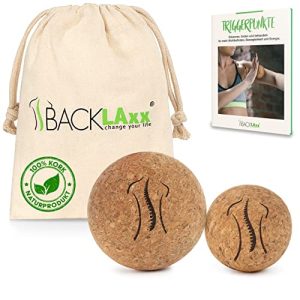 Massageball BACKLAxx ® Faszienball, Set 5 cm und 7 cm, Kork