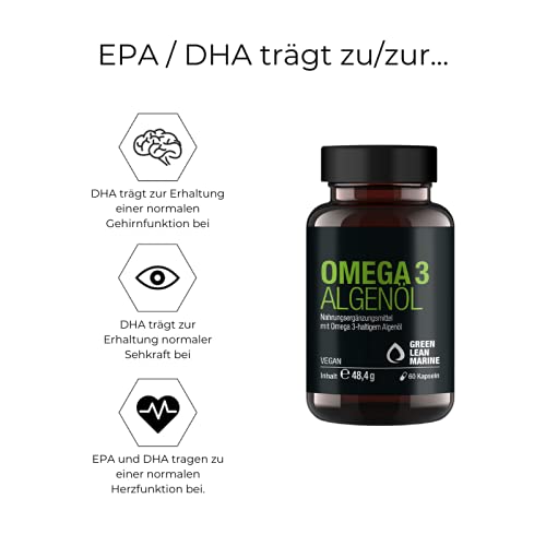 Mikroalgen GREEN LEAN MARINE ® Algenöl Omega 3, 60 Kapseln