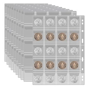 Münzhüllen PAIYULE 12 Blatt Münzsammelseiten mit 240 Taschen