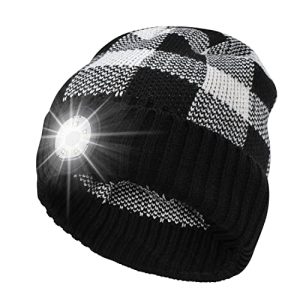 Mütze mit Licht COZOME Mütze mit 5 LED Licht, USB Stirnlampe