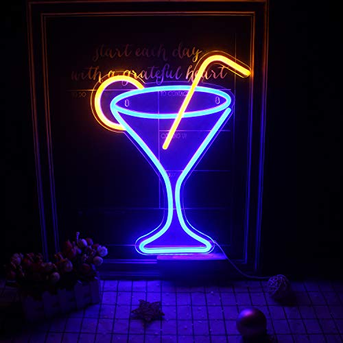 Neon-Schild Wanxing Cocktail Leuchtreklamen Blau Gelb Cocktail