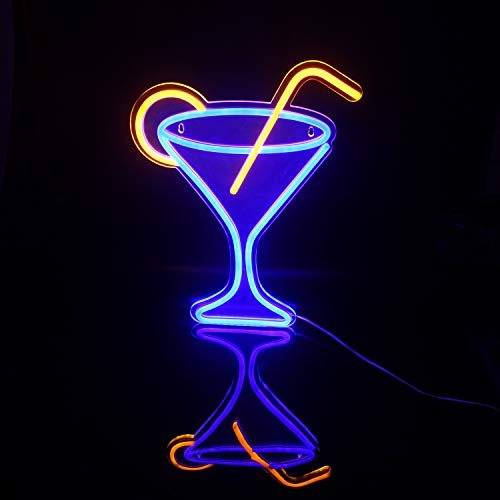 Neon-Schild Wanxing Cocktail Leuchtreklamen Blau Gelb Cocktail