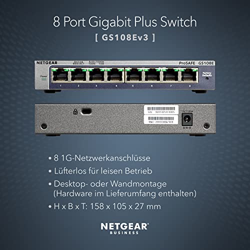 Netgear-Switch Netgear GS108E Managed Switch 8 Port Gigabit