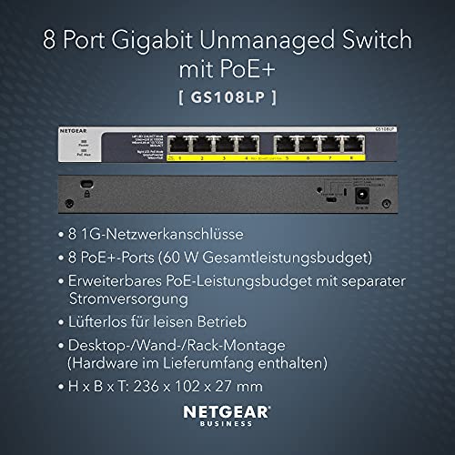 Netgear-Switch Netgear GS108LP PoE Switch 8 Port Gigabit