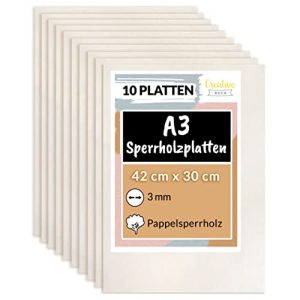 Pappelsperrholz Creative Deco 10 x A3 Sperrholzplatte 3mm