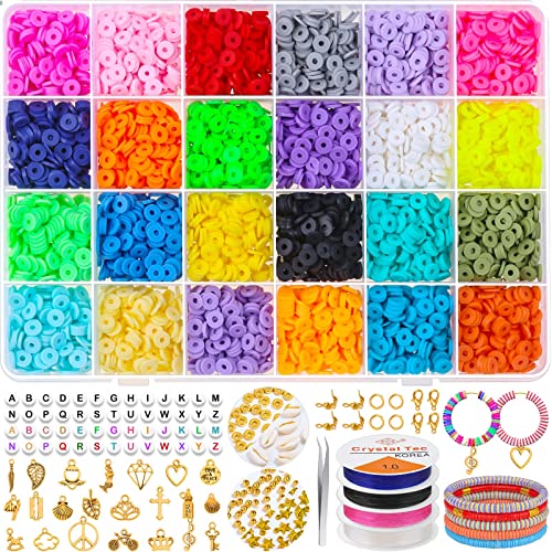 Perlenset anezus 5700 Stück Clay Perlen, 24 Farben Flach Perlen