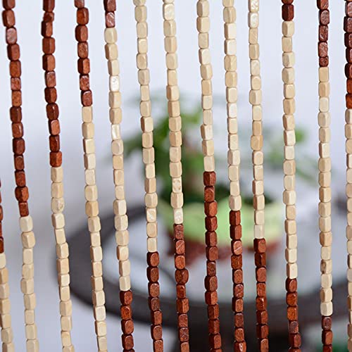 Perlenvorhang AMSXNOO Holz, Raumteiler aus Holz, 60 Stränge