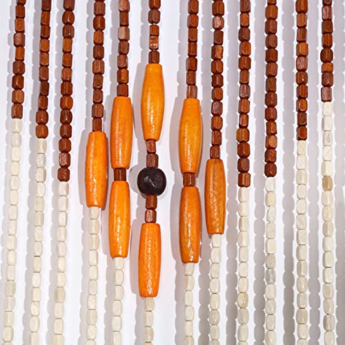 Perlenvorhang AMSXNOO Holz, Raumteiler aus Holz, 60 Stränge