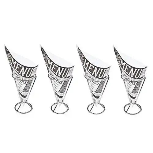 Pommestüten Spetebo Halter, 4er Set mit 20 Tüten, silber
