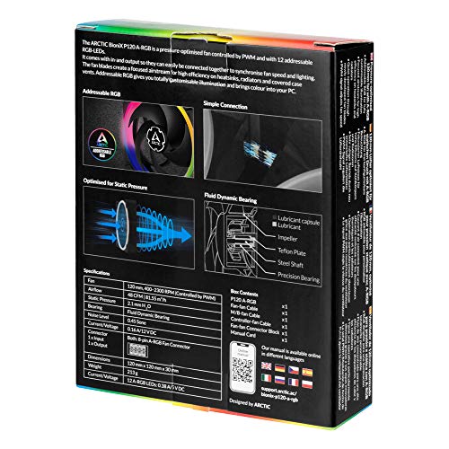 RGB-Lüfter ARCTIC BioniX P120 A-RGB, 120 mm Lüfter mit A-RGB