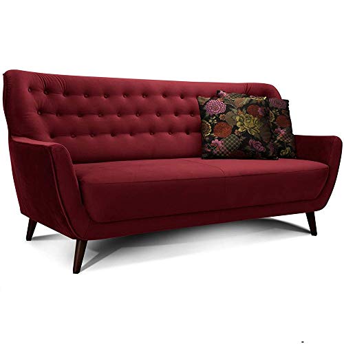 Die beste rotes sofa cavadore 3 sitzer sofa abby retro samt look Bestsleller kaufen