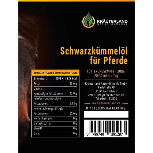 Schwarzkümmelöl Pferd Kräuterland Natur-Ölmühle, 1 Liter