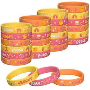 Silikonarmband A1DIEE 24Pcs Groovy Silikon Armbänder Retro