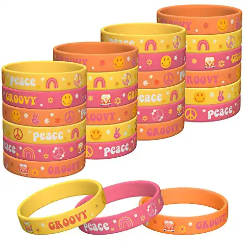 Silikonarmband A1DIEE 24Pcs Groovy Silikon Armbänder Retro