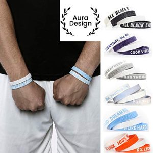 Silikonarmband Aura Design, 4 Armbänder, Hellblau & Weiß