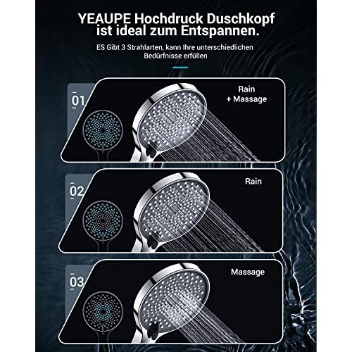 Sparduschkopf YEAUPE Duschkopf Wassersparend 7,5L/min