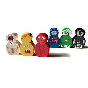 Spielfiguren Spieltz 52054: “Lustige Monster, Holz mit Klebelabel