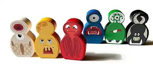Spielfiguren Spieltz 52054: “Lustige Monster, Holz mit Klebelabel