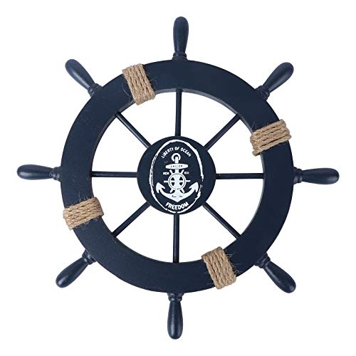 Die beste steuerrad rosenice schiff holz maritimes dekor holz dunkelblau Bestsleller kaufen