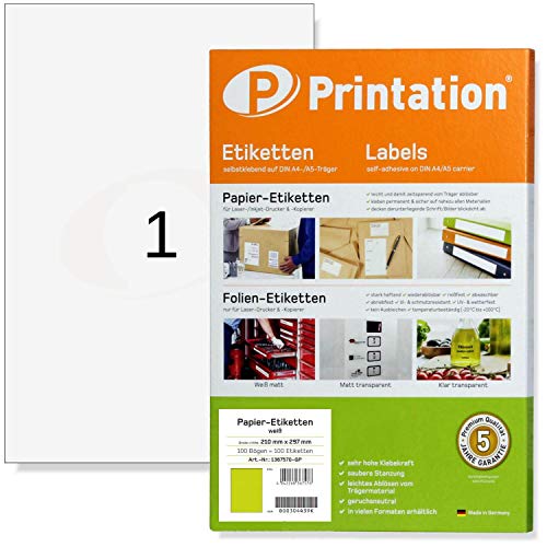 Die beste sticker papier printation universal 100 stueck 210 x 297 mm weiss Bestsleller kaufen