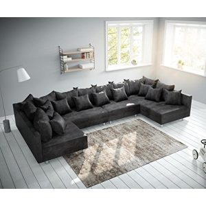 U-Sofa DELIFE Couch Clovis XL Anthrazit Antik Optik Modulsofa