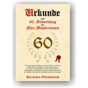 Urkunde Druck-Geschenk zum 60. Geburtstag, Glückwunsch