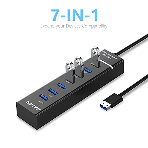 USB-Hub 7 Port IVETTO USB Hub,7 Port USB Verteiler 100cm Kabel
