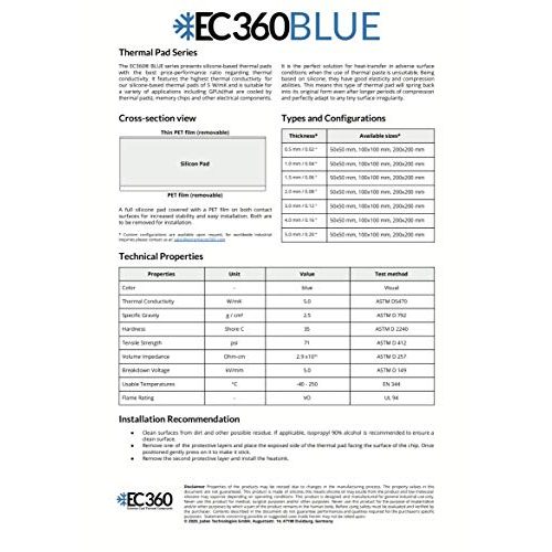 Wärmeleitpad EC360 ® Blue 5W/mK (100 x 100 x 1,0 mm)
