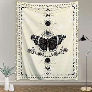 Wandteppich ORTIGIA Schmetterling Schwarz u. Weiß 100x150cm