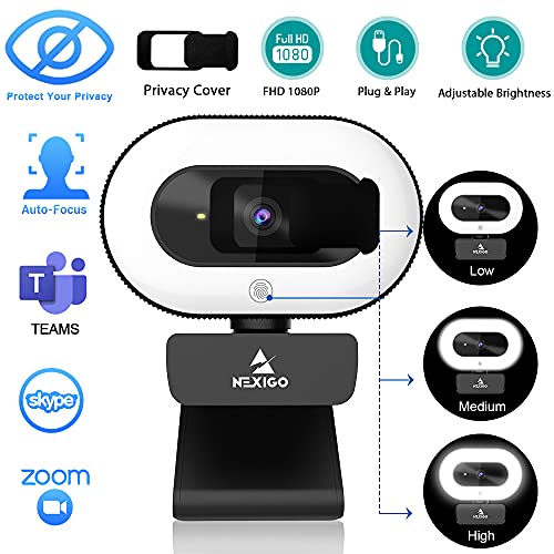 Webcam mit Ringlicht NexiGo StreamCam N930E, 1080P Webcam