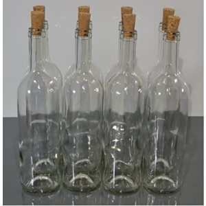 Weinflaschen leer Markenloos 750 ml, 8 STK. mit Korken, Weiß