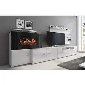 Wohnwand Comfort mit elektrischem Kamin mit 5 Flammenstufen