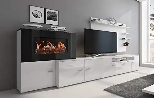 Wohnwand Comfort mit elektrischem Kamin mit 5 Flammenstufen