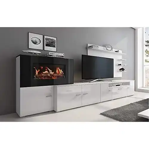Wohnwand Comfort mit elektrischem Kamin mit 5 Flammenstufen