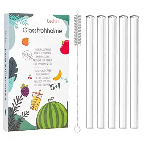 XXL-Strohhalm Lechin Bubble Tea Strohhalme Glas 14*19mm, 5 St.