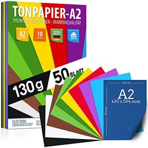 A2-Papier ELES VIDA 50 Blatt BUNTES PAPIER DIN A2-130g/m² Tonpapier