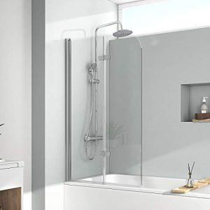 Badewannenaufsatz EMKE 110x140cm Duschtrennwand für Badewanne