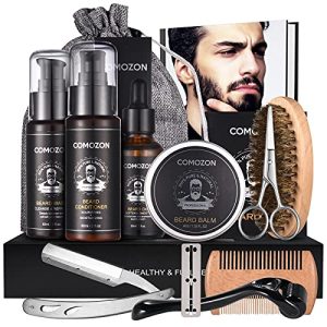 Kit per la crescita della barba comozon Rullo per barba, kit per la cura della barba con rullo per barba