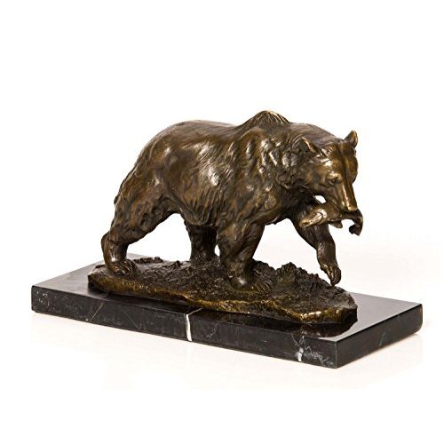 Die beste bronzefigur aubaho bronzeskulptur grizzly baer fisch bronze skulptur Bestsleller kaufen