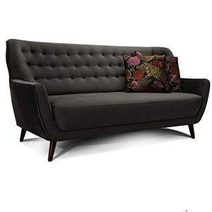 Cavadore-Sofa CAVADORE 3-Sitzer-Sofa Abby / Retro-Couch im Samt-Look