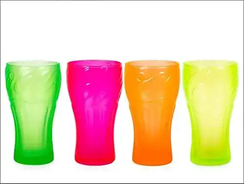 Cola-Glas FERRAMENTA Pasabahce, 4er-Set Coca-Cola Neon-Gläser, Gelb