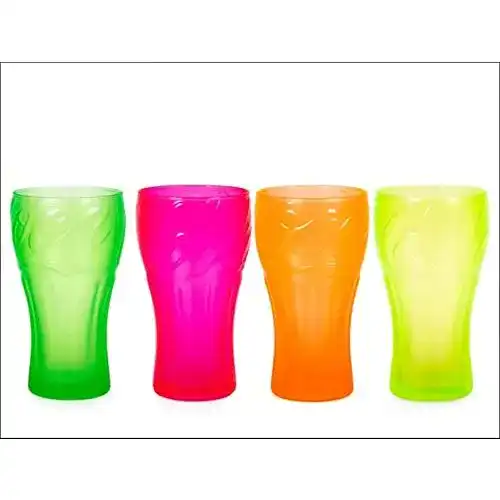 Cola-Glas FERRAMENTA Pasabahce, 4er-Set Coca-Cola Neon-Gläser, Gelb