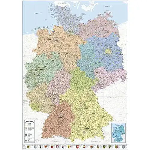 Deutschlandkarte Close Up Politische Landkarte Deutschland 2018 – XXL